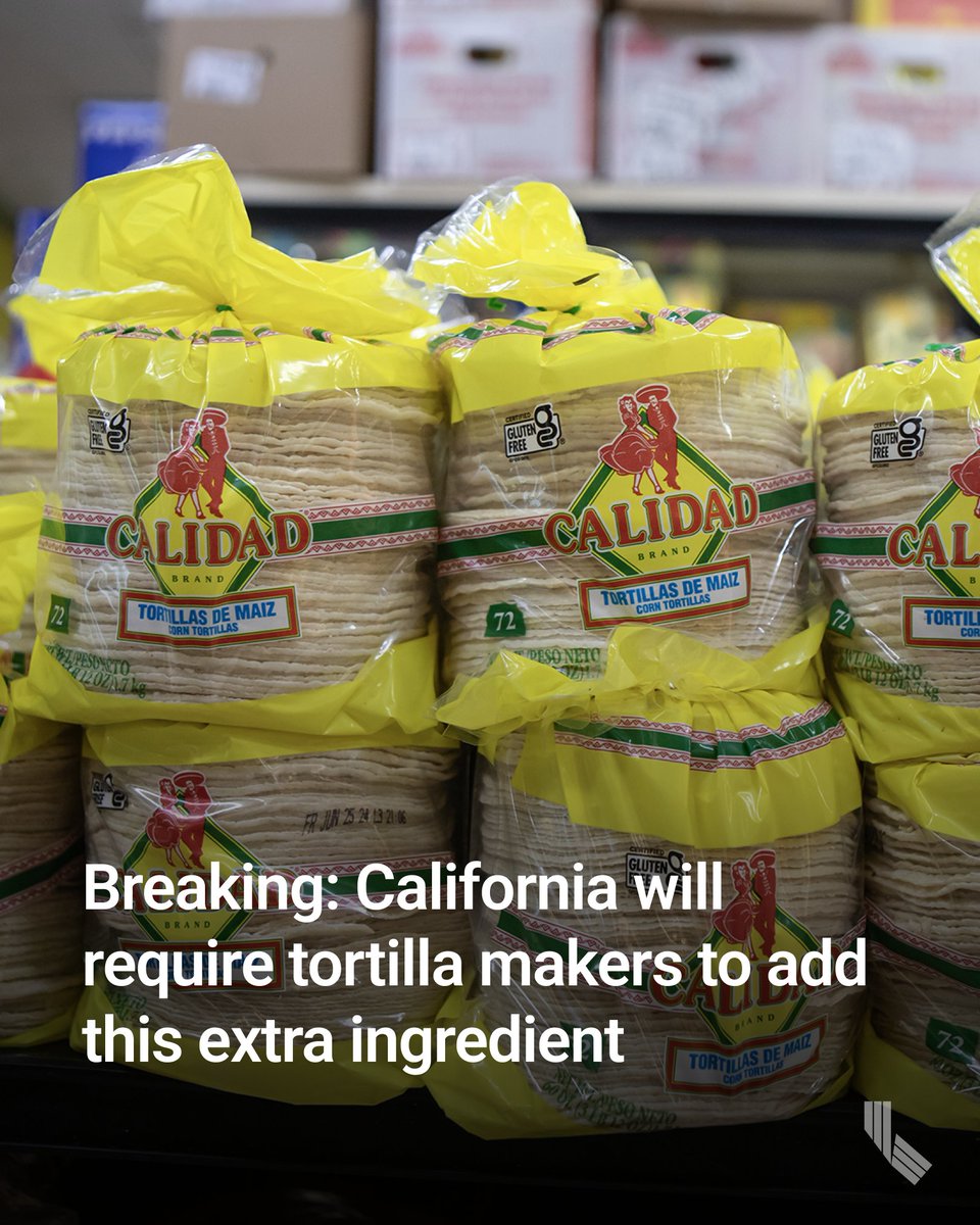 CalMatters (@calmatters) on Twitter photo ✅ Most tortillas and corn masa products sold in California will soon have to include an additional ingredient — one considered key during pregnancy. The goal? Increase folic acid intake among Latinas of reproductive age. cal.news/47Hjpxb
📝 @ab_ibarra
📸 <a href="/newspartakid/">Fully Vaccinated Larry+booster</a> ✅ Most tortillas and corn masa products sold in California will soon have to include an additional ingredient — one considered key during pregnancy. The goal? Increase folic acid intake among Latinas of reproductive age. cal.news/47Hjpxb
📝 @ab_ibarra
📸 <a href="/newspartakid/">Fully Vaccinated Larry+booster</a>