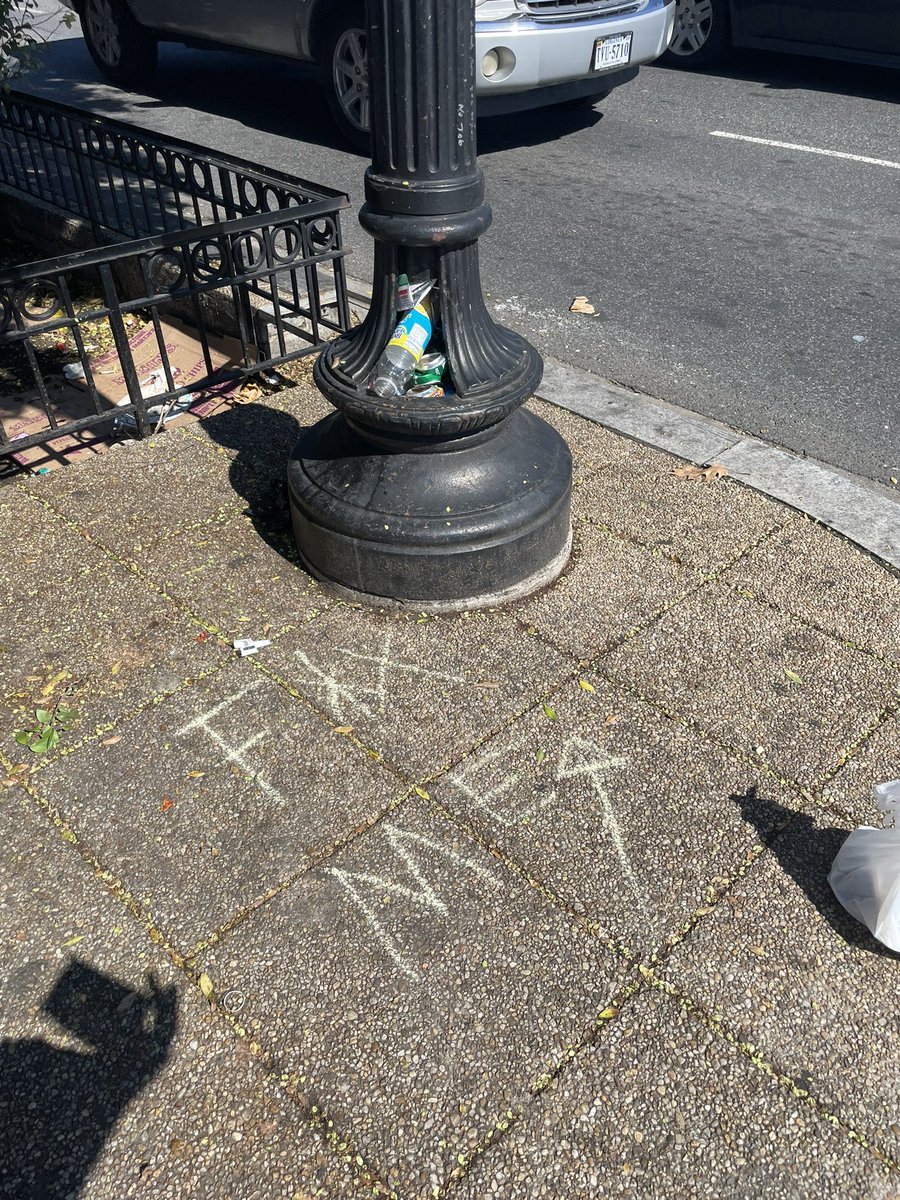 #SideWalkPalooza thanks <a href="/Janell105Janell/">Janell Pagats</a> I love you our bond with 7 &amp;3 is even stronger. <a href="/DDOTDC/">DDOT DC</a> <a href="/dcwater/">DC Water</a> 3500 block to 3900 block of Minnesota Avenue we are not asking but demanding 😰 I chalked it out with Janell while bringing awareness to Ward 7s traffic and sidewalk issues