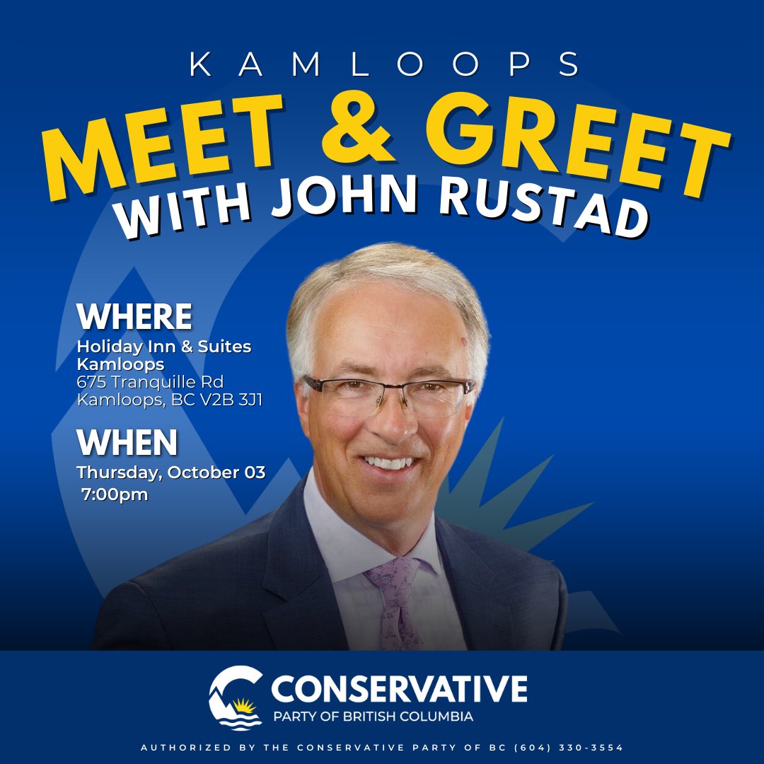 AlanForseth's tweet photo. #Kamloops ... come out to hear @Conservative_BC leader @JohnRustad4BC speak about our common sense plan for positive change!
#NorthThompson #KamPoli #VoteCPBC #Vote4Ward https://t.co/5zAjMCub6U