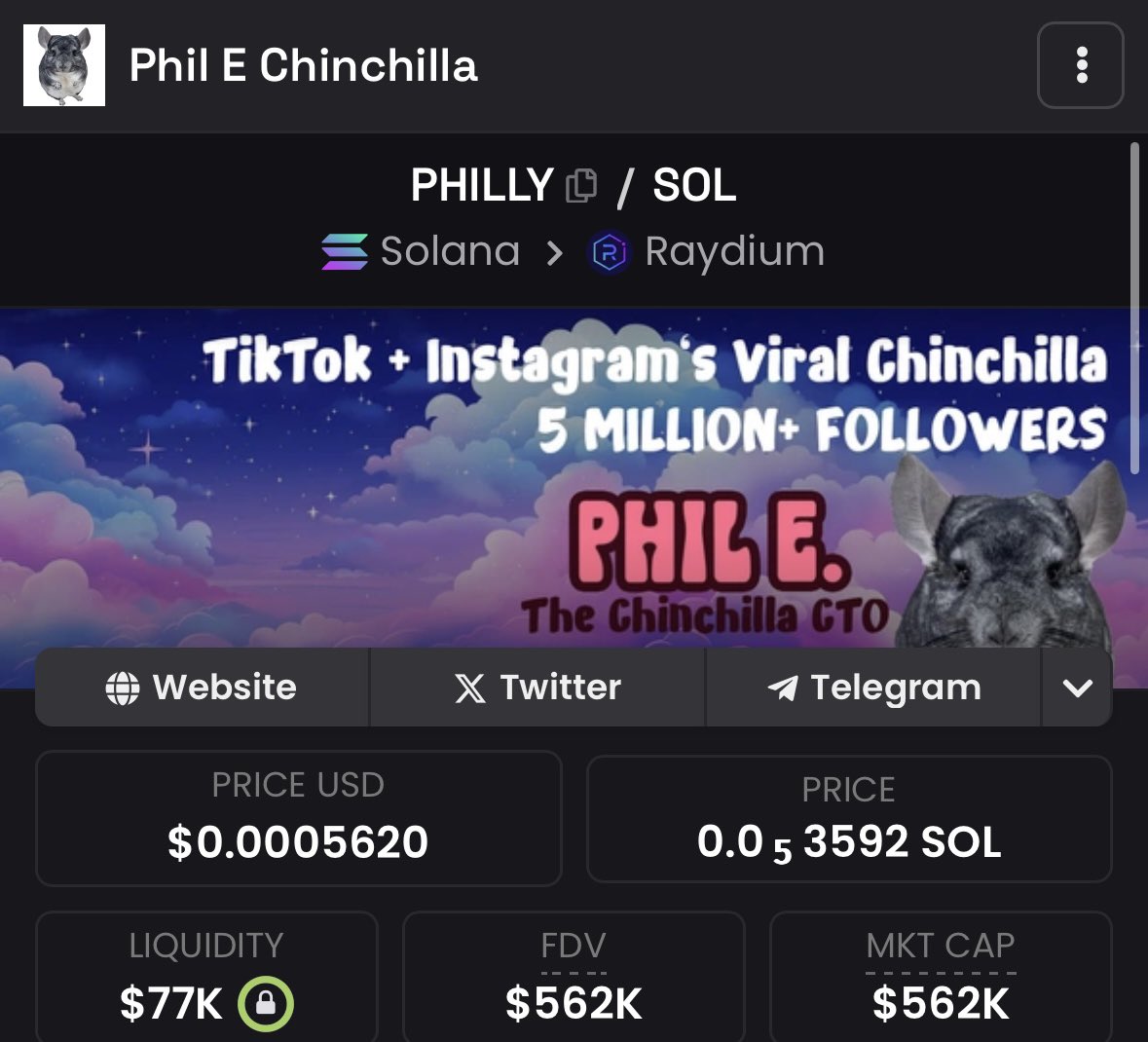 5 millions followers? 

Deserves at LEAST 5mil market cap imo 

B1TSz5Ky73LKcN7QTTJZCMrdzWkxDxubPbGARuxZpump

$PHILLY
