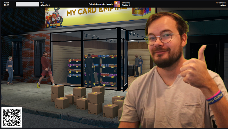 CrikMaster's tweet photo. Charity fundraising stream tonight! 🥳
I'm raising money with @TWLOHA for Suicide Prevention Month and donating all of tonight's sub revenue!

Also trying out TCG Shop Simulator for the first time and donating $ for any big card pulls 🤓
Live in ~30 min! https://t.co/yXCNab71GA https://t.co/lvlSTntguy