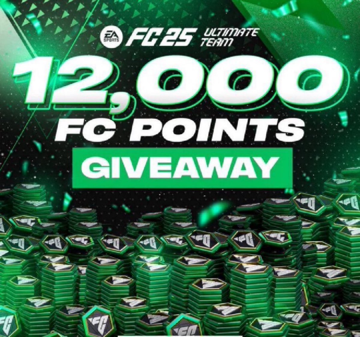🚨 12,000 #FC25 Points Giveaway 🚨

To Enter:

- Like ❤️
- RT 🔄
- Follow @FC25Giveaways  and <a href="/FUTBIN/">FUTBIN</a> ✅

+ Comment your console below 👇

Ends in 72 hours. ⏳