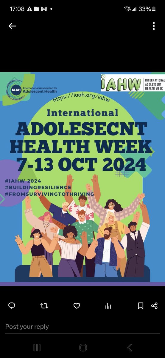 International Adolescent Health Week (@iahw_iaah) on Twitter photo Amazing warm up for International Adolescent Health Week #IAHW2024 <a href="/IAAHglobal/">IAAH</a>
Our theme is focusing on #buildingresilience and helping young people go #fromsurvivingtothriving
Wishing you all a wonderful conference!
<a href="/EngozyO/">Ngozi Oketah</a> <a href="/WHO/">World Health Organization (WHO)</a> <a href="/IAAHglobal/">IAAH</a> Amazing warm up for International Adolescent Health Week #IAHW2024 <a href="/IAAHglobal/">IAAH</a>
Our theme is focusing on #buildingresilience and helping young people go #fromsurvivingtothriving
Wishing you all a wonderful conference!
<a href="/EngozyO/">Ngozi Oketah</a> <a href="/WHO/">World Health Organization (WHO)</a> <a href="/IAAHglobal/">IAAH</a>
