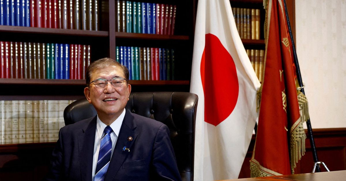 Reuters's tweet photo. Japan's incoming PM Ishiba calls for loose monetary policy https://t.co/px3zY7UoBN https://t.co/B1EzPdQsiS