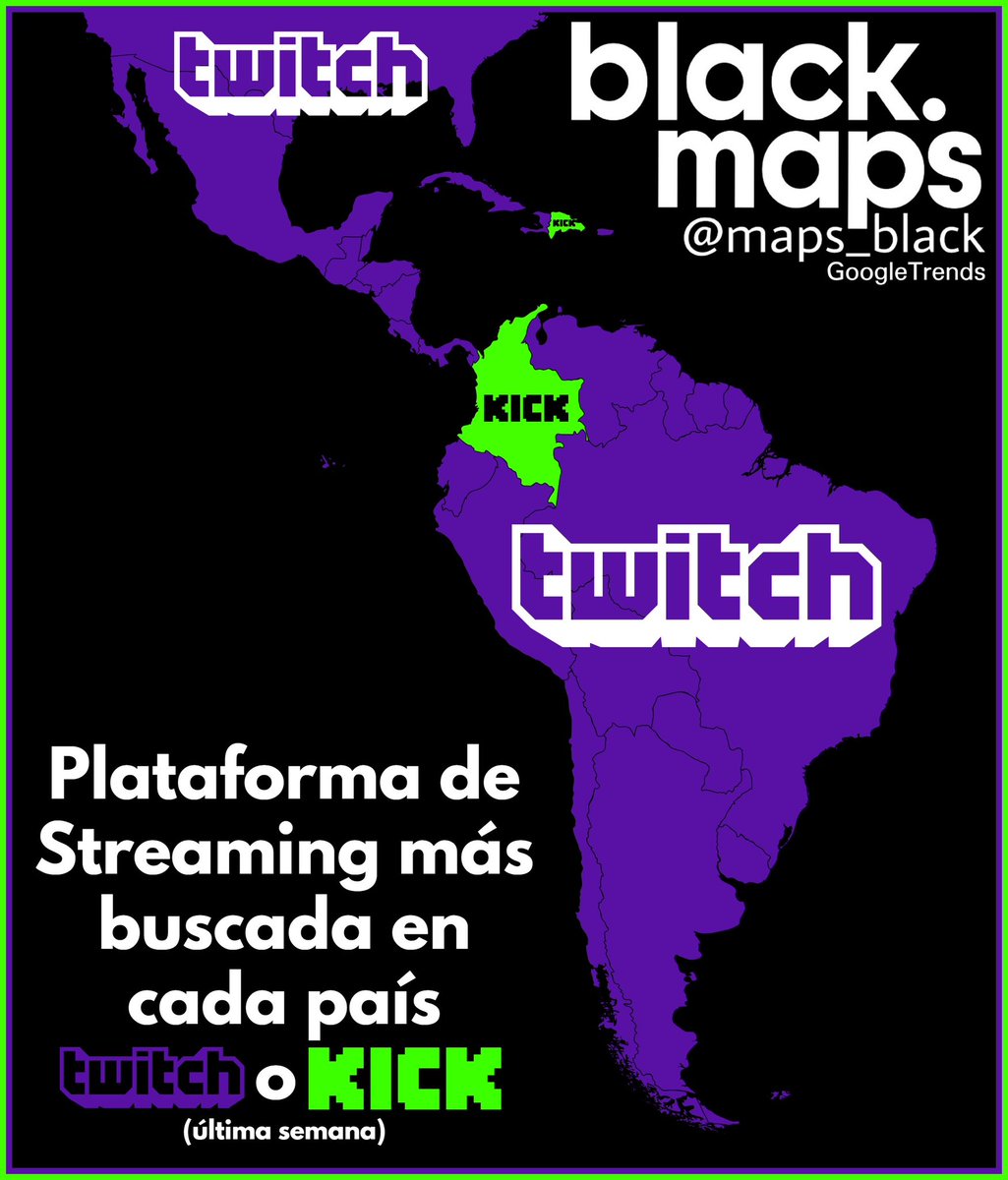 maps_black's tweet photo. Plataforma de streaming más buscado por país en la última semana
🟣 Twitch o 🟢 Kick https://t.co/3R7wjrqQpd