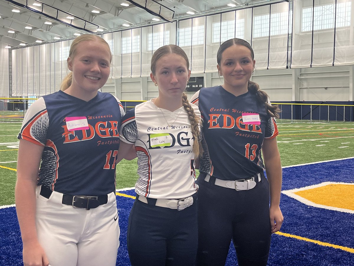 edge_cw's tweet photo. CW Edge getting represented today at the UW Eau Claire prospect camp.  Left to right Age Bodner 15U, Madi Cole 16U, Averi Petta 15U. Way to represent, looking good! Coach Huntington runs a great camp! @abodner17 @averipetta @BlugoldCoachH @ShowtimeSports1 @CW_Edge_08 https://t.co/te0LIOWiXS