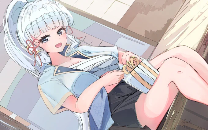 神里綾華「これを私に......?嬉しいです!開けてもよろしいでしょうか?」走り描き&amp;大遅刻だけど描きました!!誕生日おめでとう綾華 