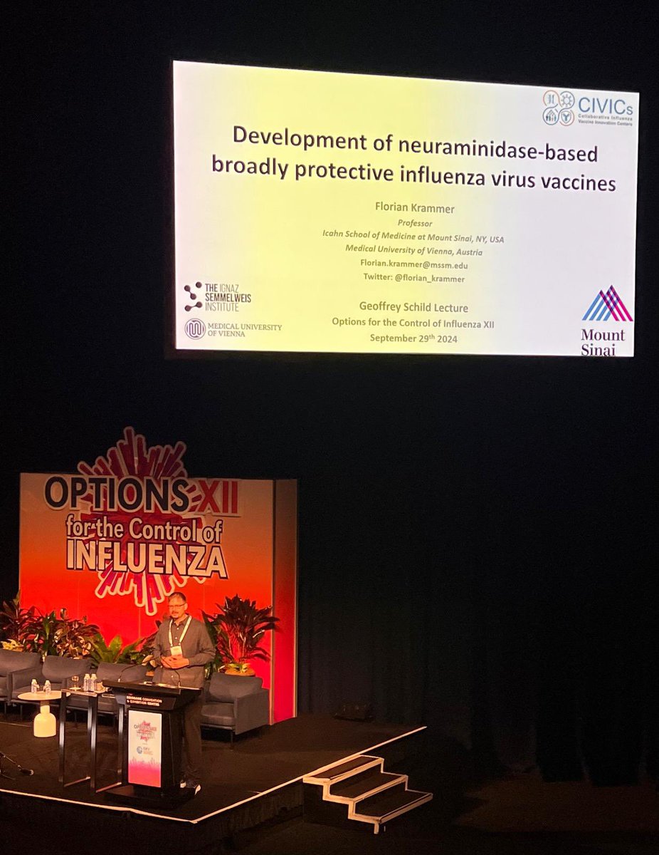 Schild Lecture awardee <a href="/florian_krammer/">Florian Krammer</a> for NA as a universal vaccine target bringing pre-clinical structure-based design for optimal format, admix strategy and adjuvant use -> excited to see NA vaccines in clinical trials soon