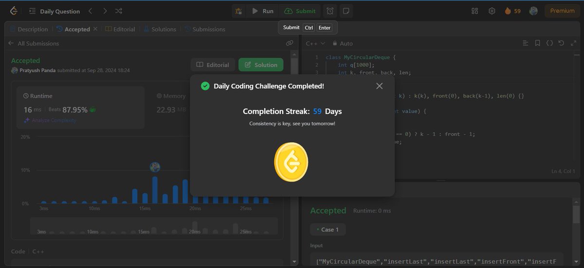 pandapratyush91's tweet image. Day 43/365: #LearnInPublic challenge!🚀
✅D59: Design Circular Deque #Dailycodingchallenge,
@LEETCODE
✅#MERN D1: Basics and HTML by @Hiteshdotcom☕️on @udemy 

#webdev #cp #html #chaicode