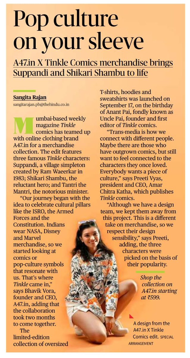 Thank you for the encouragement and kind words <a href="/the_hindu/">The Hindu</a> <a href="/sangitarajan24/">Sangita Rajan</a> 🙌🏻🙏🏻

We hope to continue to celebrate India, one cool story at a time.
Jai hind.

<a href="/ACKComics/">ACKComics</a> <a href="/BWObrands/">Black White Orange</a>
<a href="/preetivyas74/">Preeti Vyas</a> <a href="/BhaWicked/">Bhavik</a>