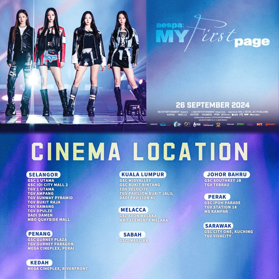 WeThemAEGirls04's tweet photo. Min layan aespa MY First Page kat @TGVCinemas Sunway Pyramid hari ni.🤭 korang jangan lupa claim official set photocard & postcard dekat merch counter redemption ya https://t.co/DQNiZrGQIV