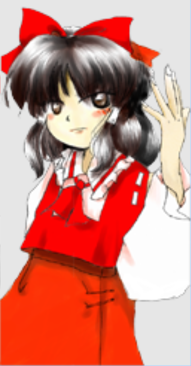 TouhouAndy's tweet image. Reimu has never, and likely will never hit a pose that goes as hard as this ever again.