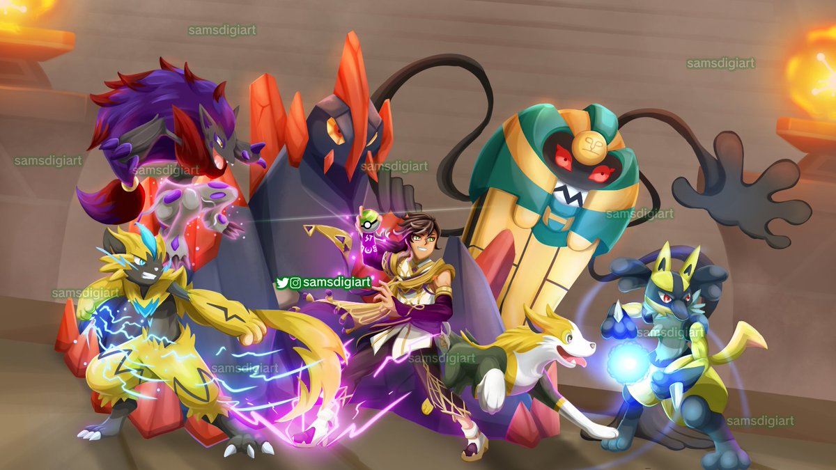 samsdigiart's tweet photo. (1/3) "Move, or be moved!" ⚡🏹
#Pokemon #GenshinImpact #Sethos #Gigalith #Cofagrigus #Zoroark #Boltund #Lucario #Zeraora #Sumeru https://t.co/AeeMYKMWZG