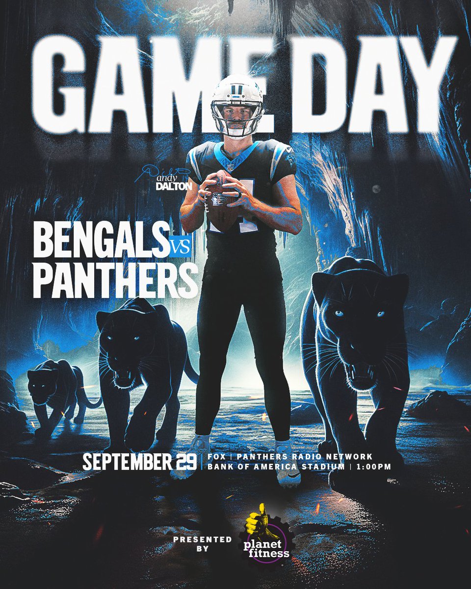 Carolina Panthers (@panthers) on Twitter photo IT'S GAME DAY!
πΊ: FOX
π»: WRFX 99.7 in Charlotte
<a href="/PlanetFitness/">Planet Fitness</a> | #KeepPounding IT'S GAME DAY!
πΊ: FOX
π»: WRFX 99.7 in Charlotte
<a href="/PlanetFitness/">Planet Fitness</a> | #KeepPounding