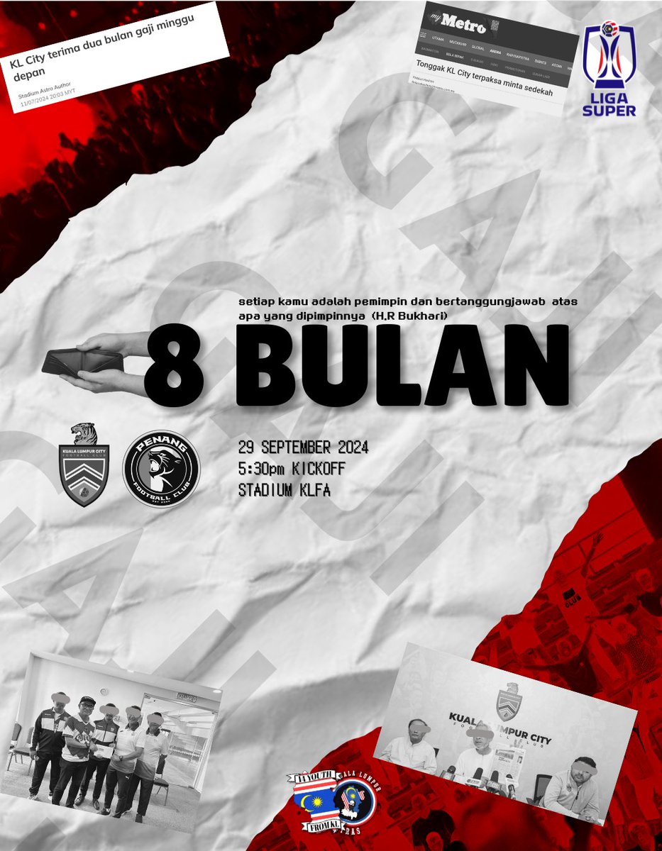 HARI PERLAWANAN !!

Lawan Penang FC
5.30 Petang | Std Cheras

#VamosKL
#SampaiMatiKualaLumpur
#DarahMaruah
#PureCitySoul