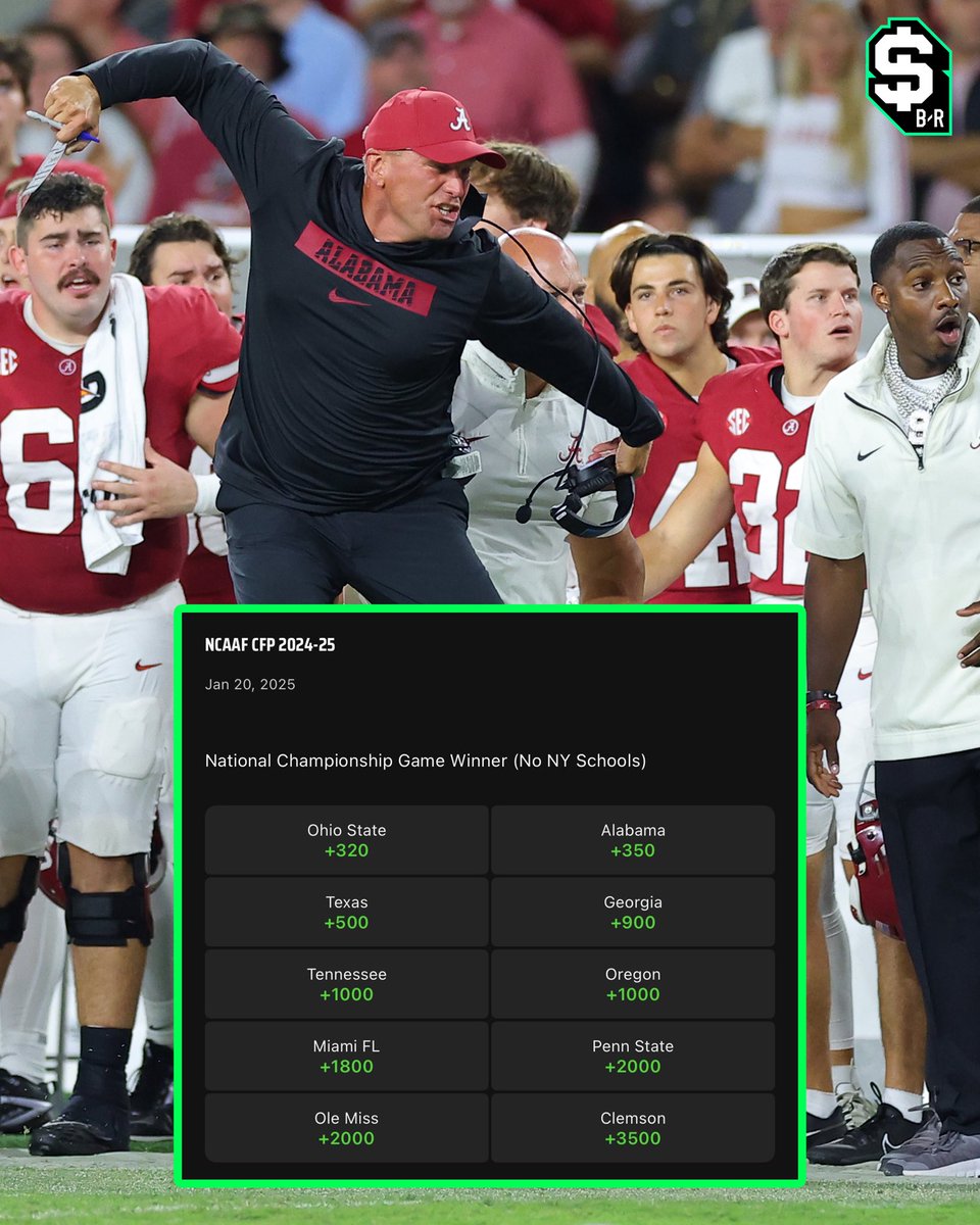 ALABAMA NOW HAS THE 2ND BEST ODDS TO WIN THE NATTY 🚨

(<a href="/DKSportsbook/">DraftKings Sportsbook</a>)