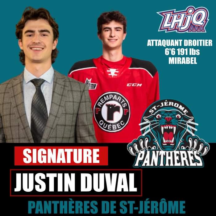 𝑨𝑳𝑬𝑹𝑻𝑬 𝑺𝑰𝑮𝑵𝑨𝑻𝑼𝑹𝑬 ✍️

Les Panthères sont fiers de vous annoncer la signature du joueur de 17 ans,  6'6, l'attaquant doitier,  𝐉𝐔𝐒𝐓𝐈𝐍 𝐃𝐔𝐕𝐀𝐋. 

Bienvenue dans la grande famille des Panthères 𝗝𝗨𝗦𝗧𝗜𝗡  🤝