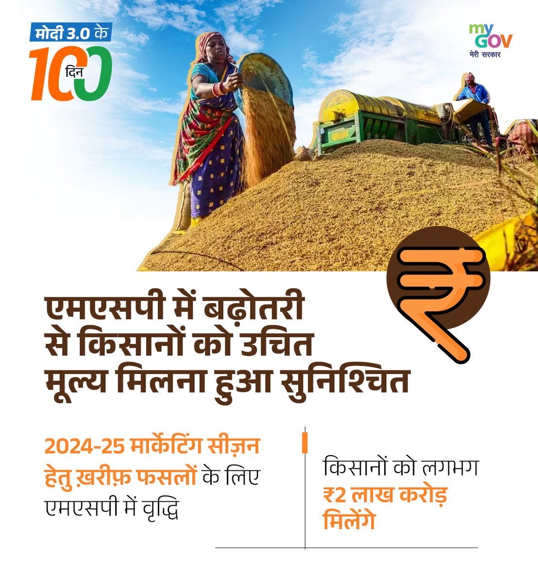 DrMohanYadav51's tweet image. Modi 3.0 के 100 दिन...

एमएसपी में बढ़ोतरी से किसानों को उचित मूल्य मिलना हुआ सुनिश्चित...

#100DaysOfModi3