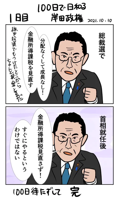 1日目で連載終了した「100日で日和る岸田政権」