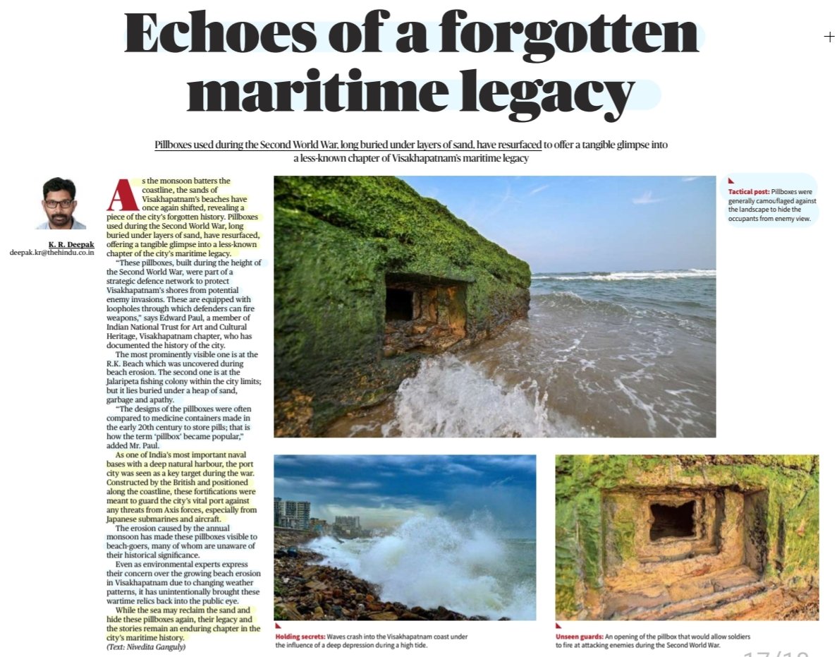 imRavikantYadav's tweet photo. #Pillboxes 

'Echoes of a forgotten Maritime legacy'

:An informative article by Sh K.R. Deepak
@krdeepu18 

Pillboxes used during #WorldWar2 ,Long buried undr layers of sand-resurfaced-offering a glimpse in #Vishakapatnam 's #maritime #Legacy,#History &amp;
More info..

#UPSC https://t.co/KJVjRB4y4d