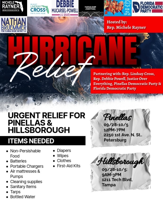 RepMKR's tweet image. 🚨 Hurricane Helene Relief 🚨

We’re coming together to support those affected by Hurricane Helene.If you have extra supplies, food, or essential items, please consider dropping them off at the locations provided.