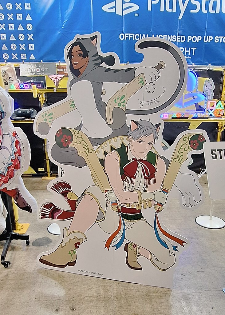 yo919190koG's tweet photo. このコラボの告知が出た日の昼休みにチケッティングし、昨日意気揚々と朝一番に写真撮影。まじビジュ最高。マリーザ美人好き。実物パネル見れてうれし。行って良かった！
コラボグッズ出るの楽しみ過ぎる〜鬼ほど買う〜( ◜ω◝ )
#TGS2024 
#ぼんさん何してんすか
#今回のネコおじ
#GRAYT https://t.co/Ix9MybxOQY
