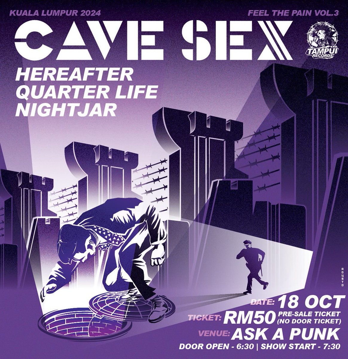 QUARTER LIFE next show in KL, supporting CAVE SEX from Singapore.

Both cassette (and DMD cdr) still available from us!