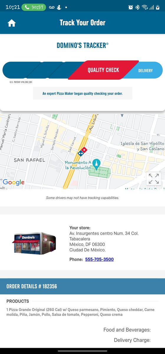 Clarkito_17's tweet photo. Llevo 2 horas esperando una pizza. No contestan por teléfono y no cambia el estatus. @dominosmx https://t.co/OVYTvXuQjZ