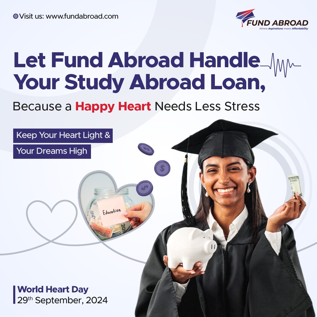 fundabroad's tweet image. This World Heart Day, keep your heart light and your dreams soaring high. Your future starts now—let us take care of the rest!

fundabroad.com 

#FundAbroad #WorldHeartDay #StressFreeStudy #HappyHeart #StudySmart #StudyAbroadLoans #FinanceYourFuture #WorldHeartDay2024