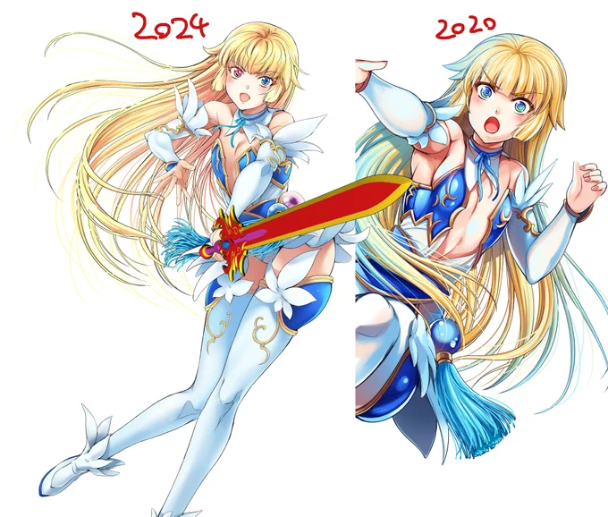 練習も兼ねてディアーナを塗り塗り 2020年の塗りは少々コッテリすぎたかなと思ってちょい薄目にしてみたが なんか物足りない気がするンッンッンッン～～～魔剣はアシさんに線画投げている最中w 
