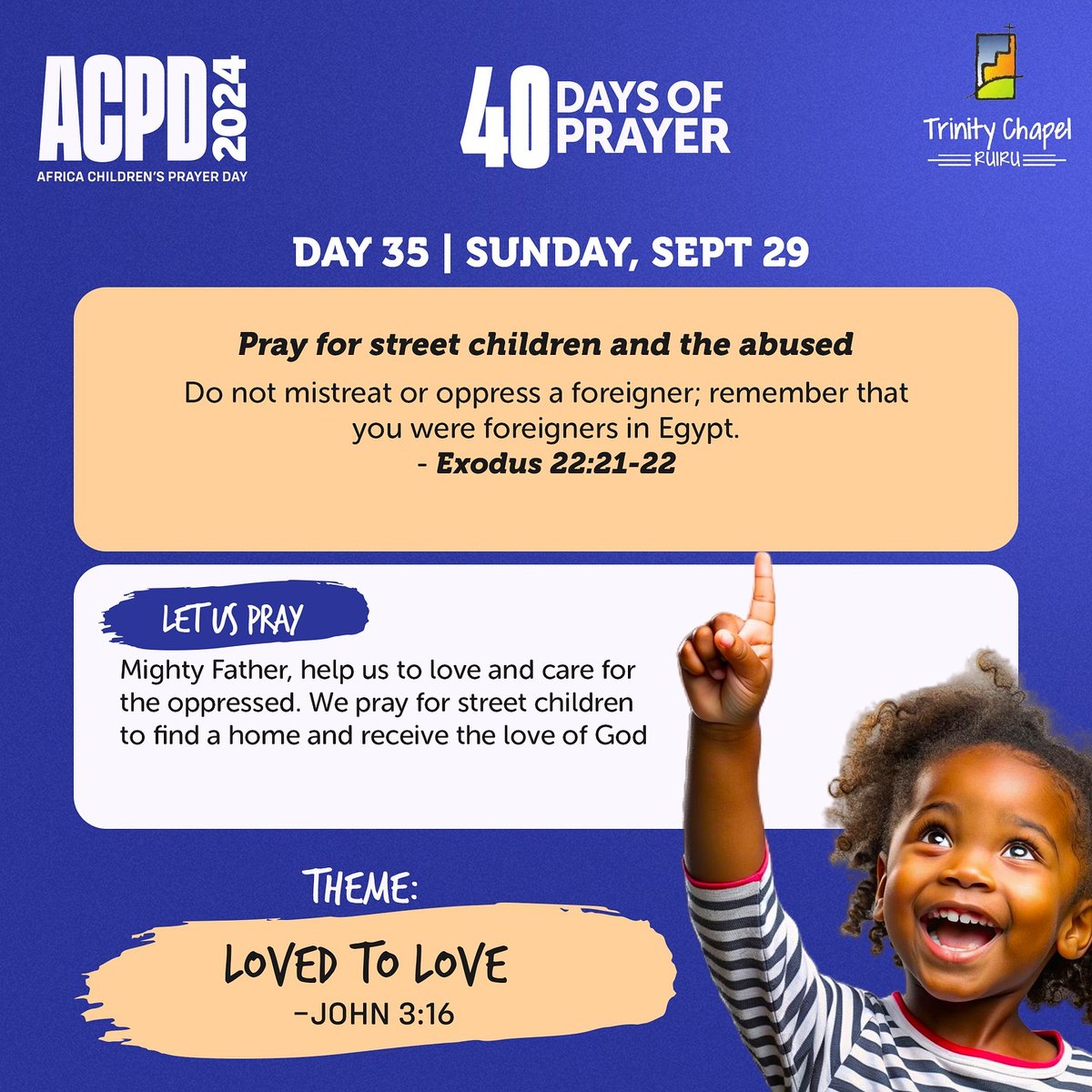 TCThika's tweet image. ACPD 2024
Day 35/40
Praying for the Street Children and the Abused.

#ACPD2024 #impactinglives #GrowingDeepToReachWide #ch_rch_is_different_without_u #Quest