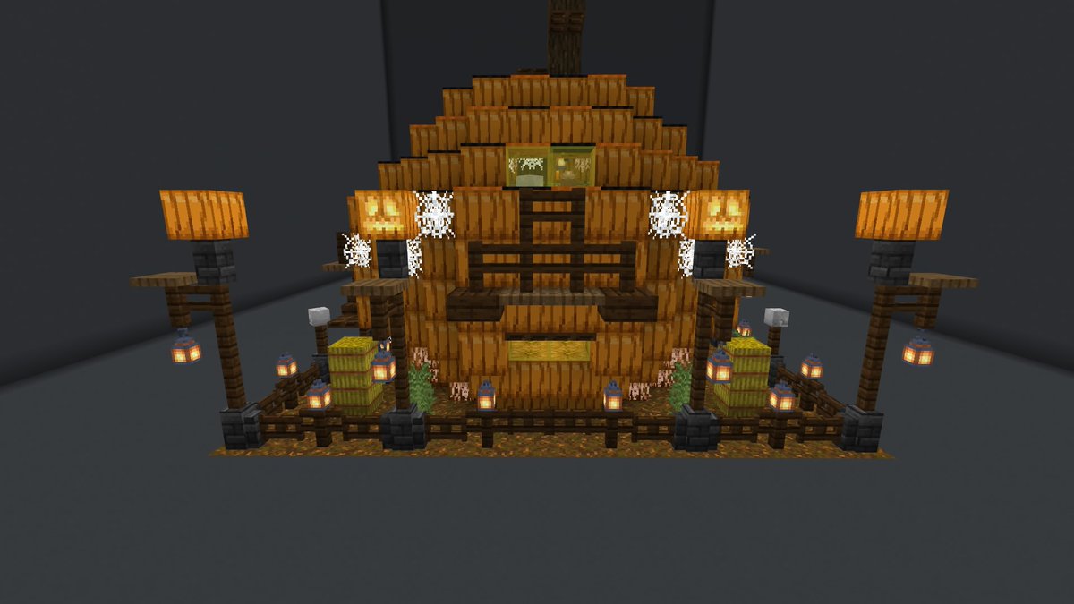wistergrove's tweet photo. 𝓟𝓮𝓬𝓾𝓵𝓲𝓪𝓻 𝓟𝓾𝓶𝓹𝓴𝓲𝓷 𝓢𝓽𝓪𝓻𝓽𝓮𝓻 𝓑𝓪𝓼𝓮 🎃🍂🏠 {Exterior} Lanterns illuminate the crops growing next to the large pumpkin home. #Minecraft #Minecraftbuilds #Halloween https://t.co/LrgeeFb9Of