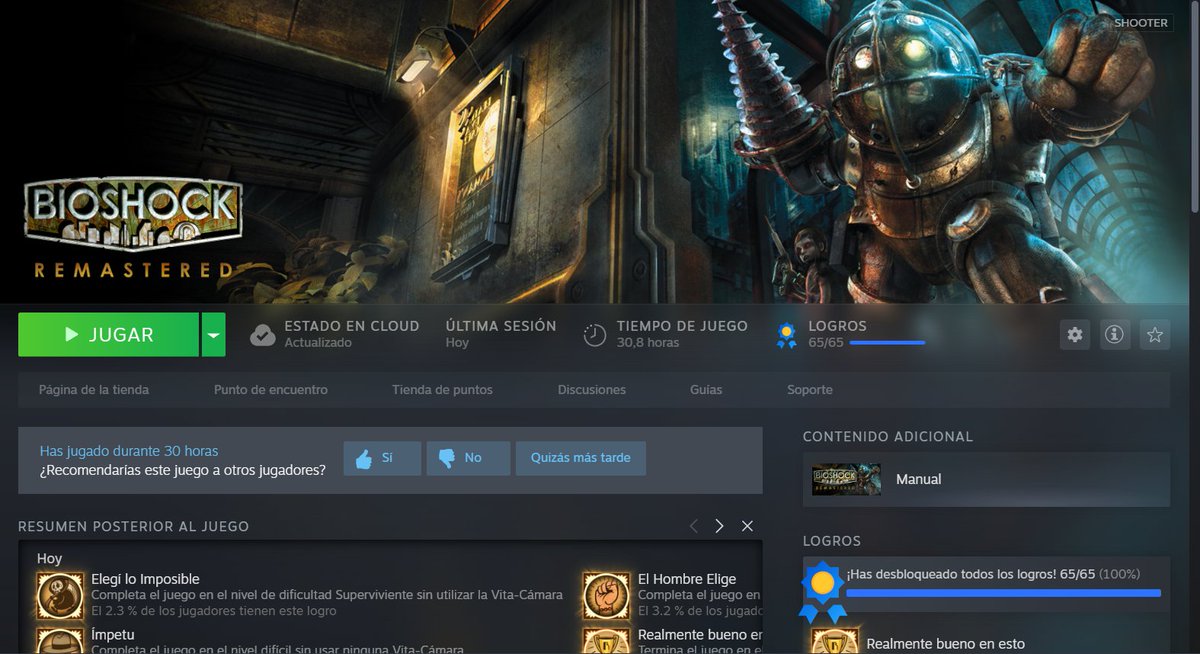 TayKrid's tweet photo. Ya por fin todos los logros de Bioshock Remastered, es un juegazo 🐟💉, y en solo 30 horas, creo que esta muy bien. Solo falta el Bioshock 2 y el infinite. https://t.co/XpMoiqM247