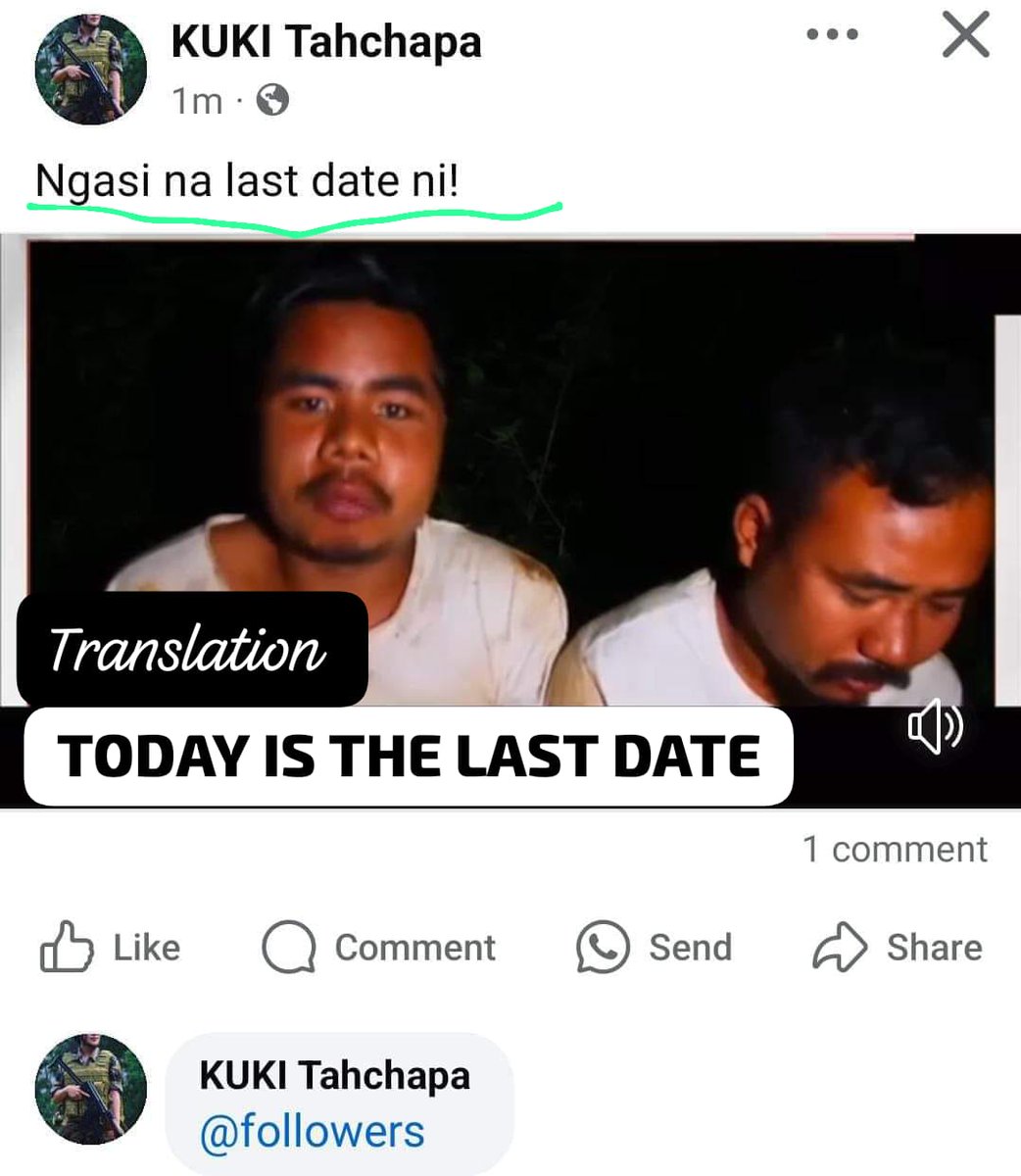 Now #Kuki terrorists have come down to the level of ISIS as in this picture. They captured #Meetei army aspirants while going to attend recruitment rally and force them to record videos with certain demands like that of ISIS. One Kuki handle even said that TODAY IS THE LAST DAY