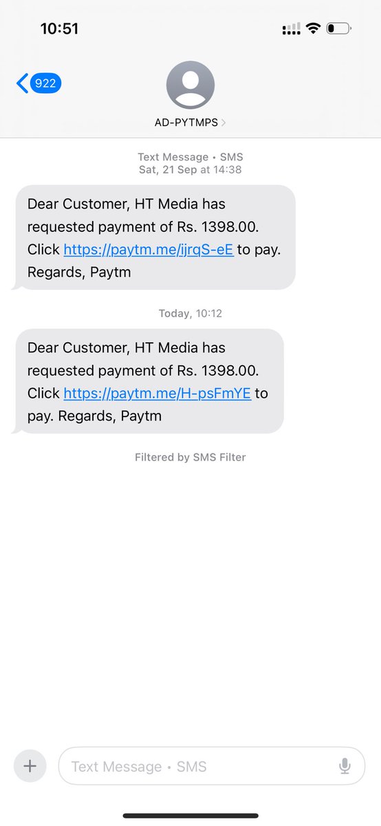 iKaranChawla's tweet photo. @htTweets pls stop sending fraudulent messages requesting the payment. I didn’t requested for it. @Paytmcare @Paytm pls ensure they do not misuse the feature @RBIsays @RBI action needed from your end. @gurgaonpolice https://t.co/BCQzjMbryK