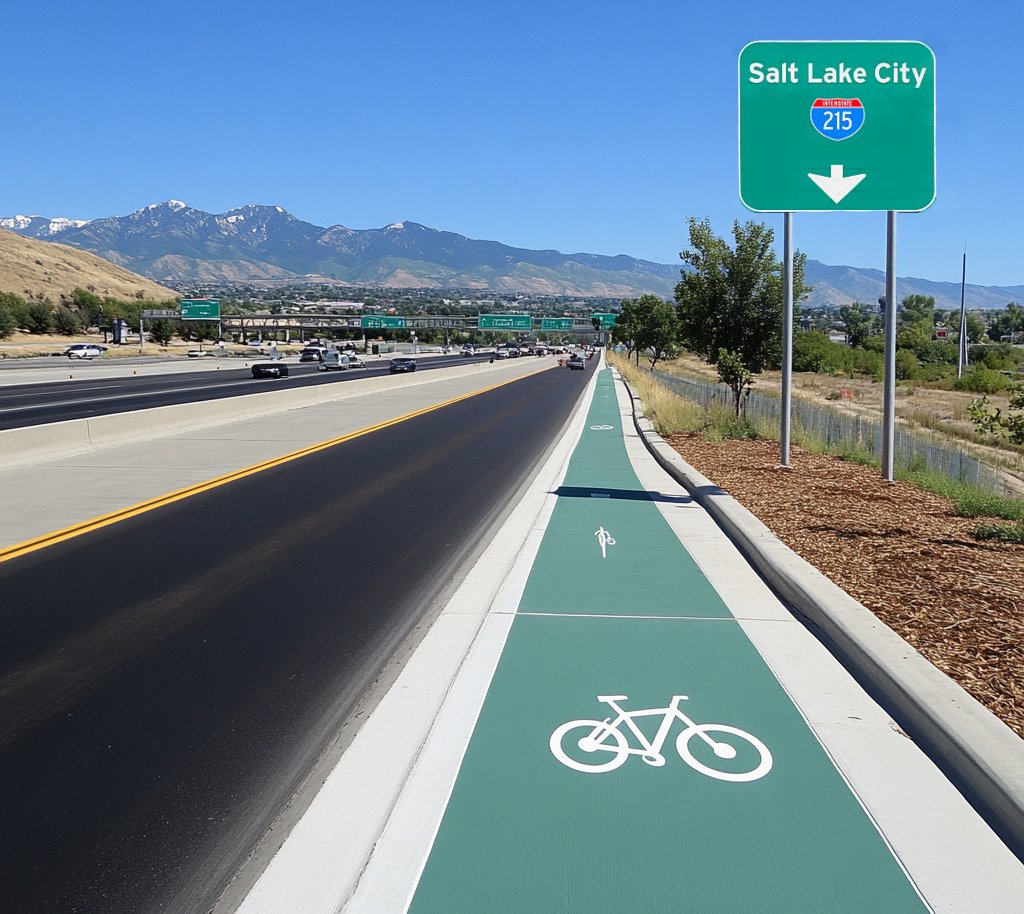 We are please to announce the bike lanes on 215 are complete and we be open tomorrow. Interstate 15 bike lanes will be complete by late spring of 2025.