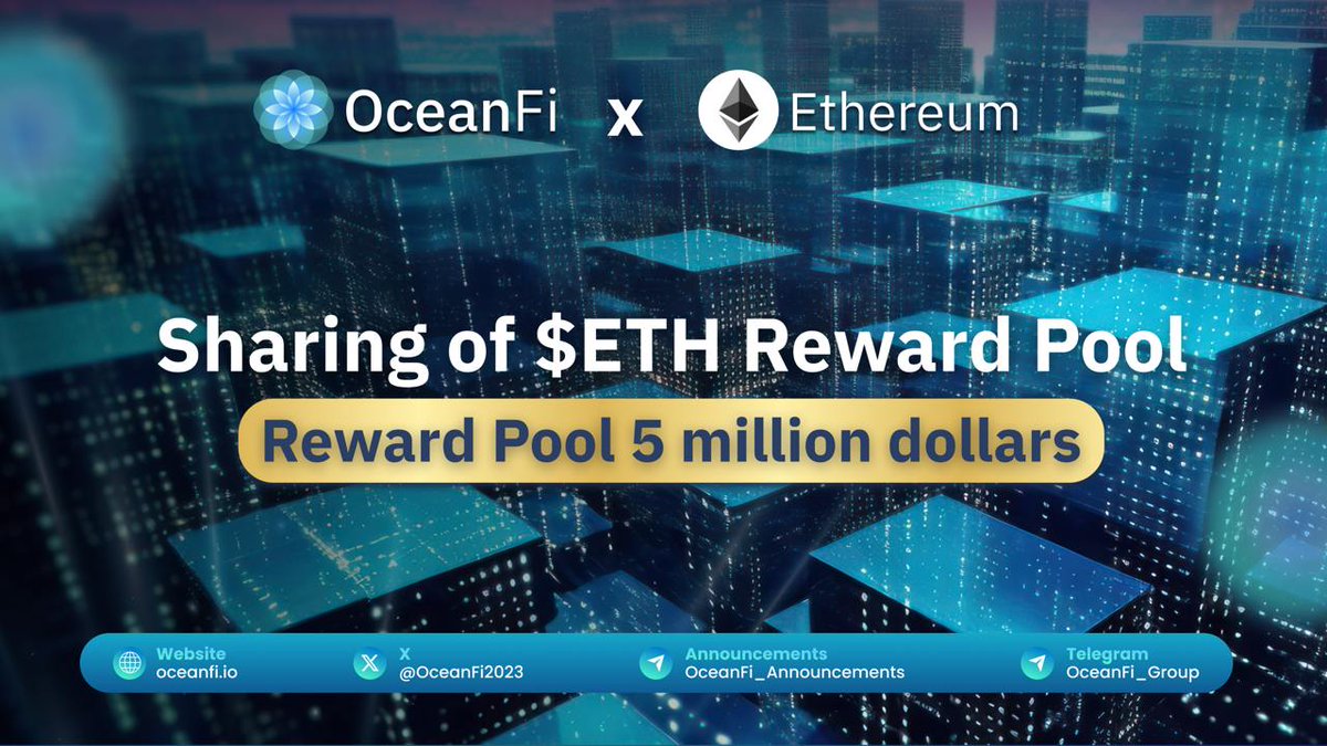 OceanFi Unveils $ETH Reward Pool 

We are thrilled to announce a $5 million reward pool for $ETH, marking a groundbreaking partnership between OceanFi and $ETH! This milestone opens up exciting opportunities for innovation and engagement within our community, setting the stage