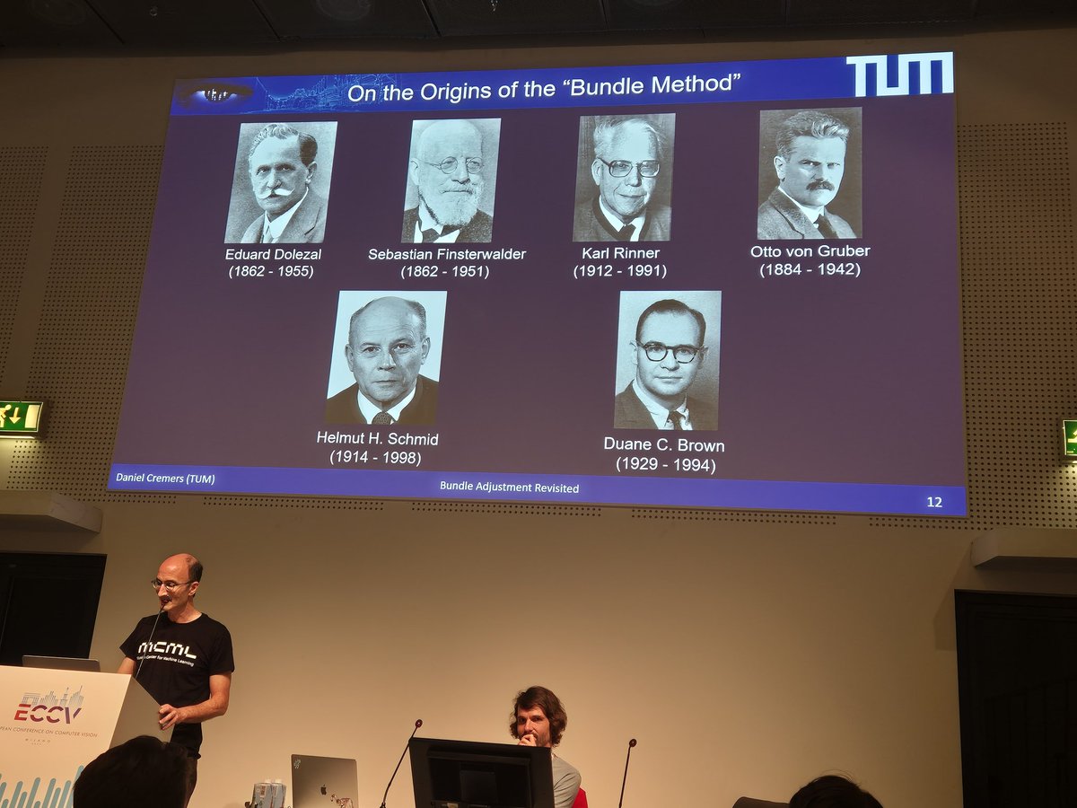 shubodhs_ai's tweet image. Inventors of Bundle Adjustment!! Goes as back as 1860s - Daniel Cremers @eccvconf #ECCV2024 #SpatialAI workshop