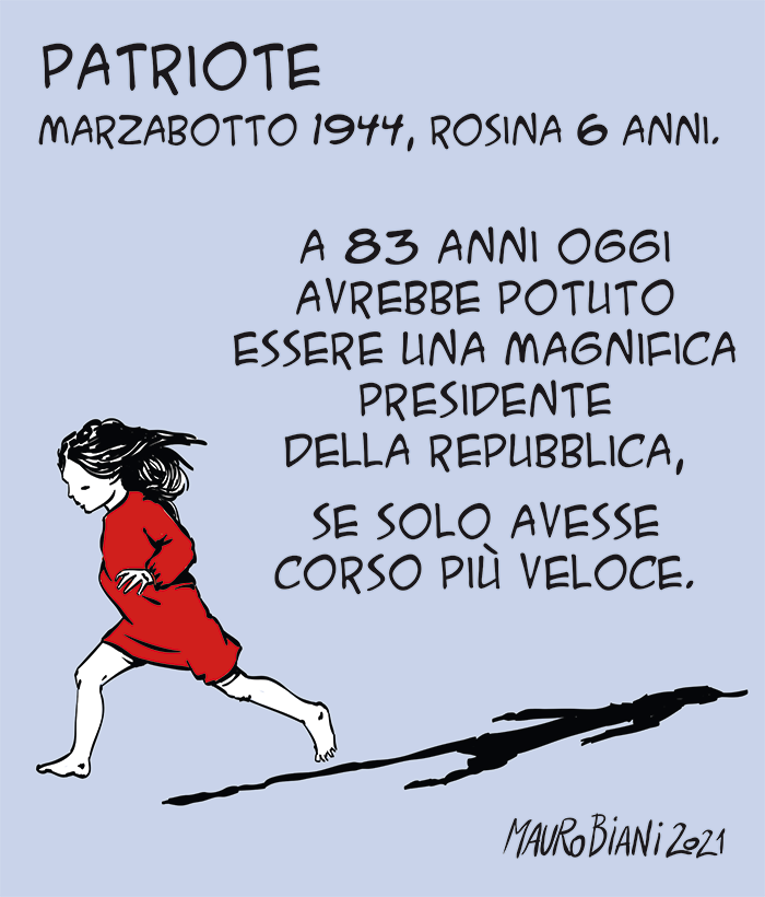 #Marzabotto oggi 80° di strage dei nazisti di Reder supportati dai fascisti.
770 civili uccisi, donne, bambini e anziani tra Marzabotto, Grizzana Morandi e Monzuno, appennino bolognese. La strage di Monte Sole, l'eccidio più  efferato e di più vaste proporzioni.
(vignetta 2021)