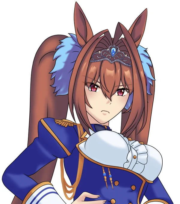 見下ろすダイワスカーレット(勝負服) 