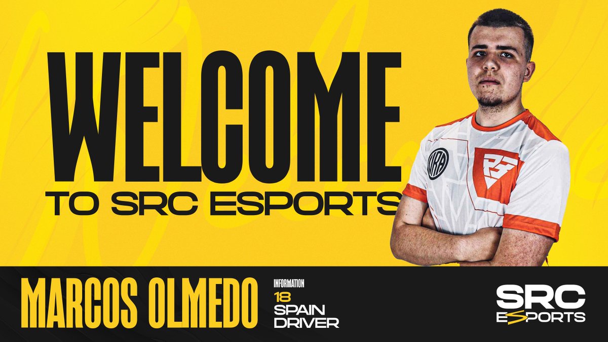 SIGNING | <a href="/MarcosOlmedof1/">Marcos Olmedo 🇪🇸</a> 🇪🇸

A huge name in the Spanish community, we’re thrilled to have Marcos join SRC Esports! 😍

Marcos is ready to show his talent to the rest of the world, and we can’t wait to see what results he will bring in our colours 💪 

Welcome Marcos! 💛
