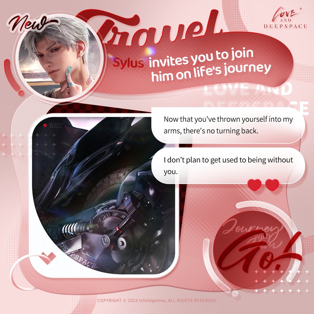 Love_Deepspace's tweet photo. 💫 When tough challenges arise and complicated emotions come into play, his encouragement makes everything feel like a breeze.
He'll always be your supportive partner as you make decisions that follow your heart.

💫 In your journey through life with Sylus, are there any moments that stand out to you?
He's your reliable support and always by your side as you become your best self!

🎁 Post with the hashtag #SylusIsMyBestTravelCompanion, or share [A Moment He Plucks Your Heartstrings] in the comments.
We will randomly select 5 hunters to receive a redeem code for [Diamond×100, Stamina×100, Gold×10,000]!

#LoveandDeepspace