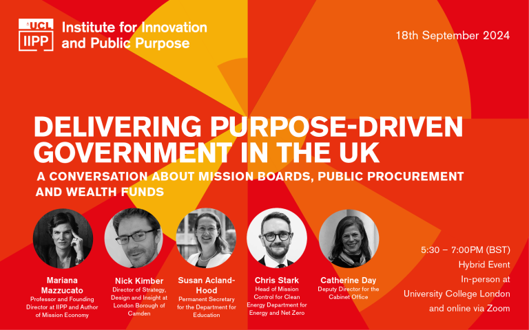 UCL Institute for Innovation and Public Purpose (@iipp_ucl) on Twitter photo ⏮️Catch up on our recent event where IIPP Director <a href="/MazzucatoM/">Mariana Mazzucato</a> spoke with <a href="/nickcp1/">nick kimber</a> <a href="/SusanAclandHood/">Susan Acland-Hood</a> <a href="/StarkClimate/">Chris Stark</a> and Catherine Day on how to operationalise missions in the UK and deliver purpose-driven government.
🎬Watch the full event recording here: youtube.com/watch?v=fIcCVf… ⏮️Catch up on our recent event where IIPP Director <a href="/MazzucatoM/">Mariana Mazzucato</a> spoke with <a href="/nickcp1/">nick kimber</a> <a href="/SusanAclandHood/">Susan Acland-Hood</a> <a href="/StarkClimate/">Chris Stark</a> and Catherine Day on how to operationalise missions in the UK and deliver purpose-driven government.
🎬Watch the full event recording here: youtube.com/watch?v=fIcCVf…
