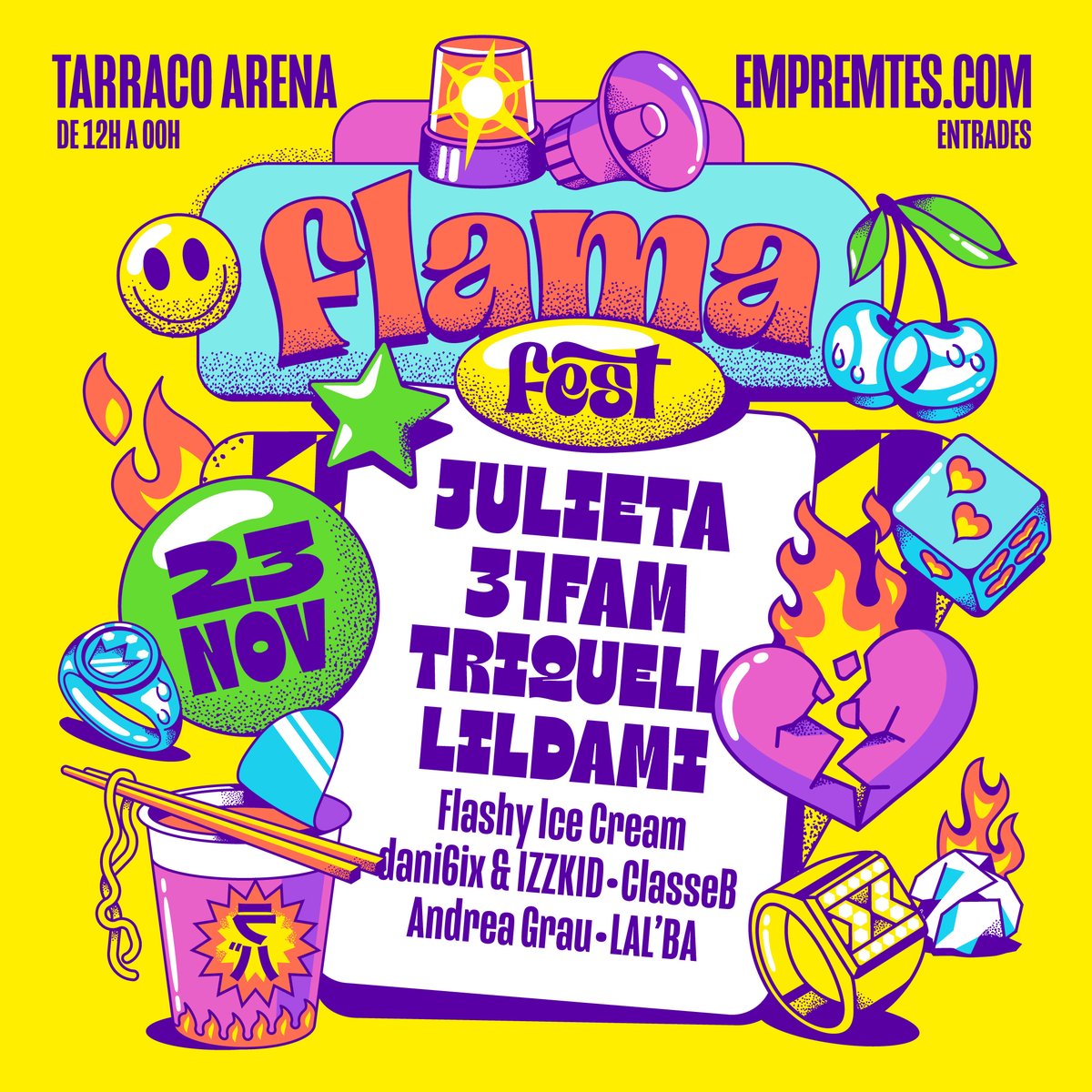 🔥 Ei, bro! El FLAMA FEST arriba a Tarragona el 23 de novembre! 🌟 Música urbana en català amb els millors artistes del moment! 🎤🎶 De 12h a 00h: pura festa i bon rotllo! 🚀💥 ¡No t’ho perdis!

🔥 bit.ly/FLAMAFEST

#FlamaFest #PopUrbàCatalà #TarracoArena