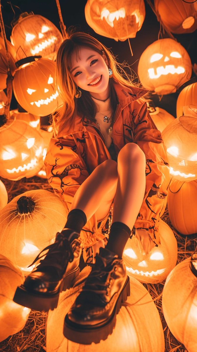 6palK's tweet image. 「ハロウィンの夜、かぼちゃの灯りに包まれて 🎃✨ 魔法の瞬間を一緒に楽しもう！」

#ハロウィン2024 
#PumpkinVibes 
 #ジャックオランタン 
#ハロウィンコーデ 
#魔法の瞬間 
#HalloweenMagic
