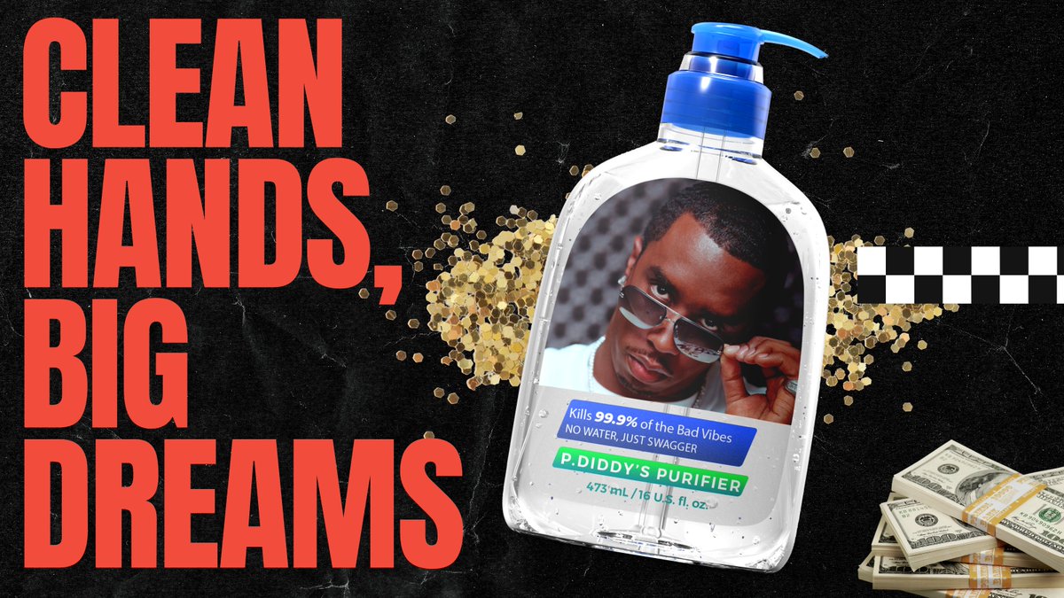 maxweels's tweet photo. Move over germs, P Diddy’s got a new hustle! 💦✨ #SanitizeLikeADiddy #StayFresh #NoBadVibesAllowed #PDiddy #Diddy https://t.co/Si5op7X0kN