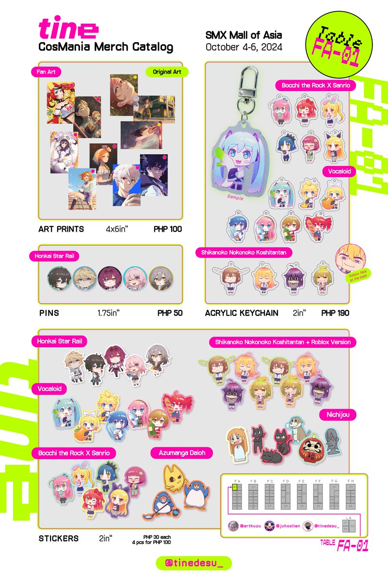 tinedesu_'s tweet photo. [RTs💖🙇]
✨ Merch catalogue for Cosmania 2024!✨

I'll be at table FA-01 with @artkuzu and @juhoolien
drop and say "henlo america ya!" 👋

#FanFairAtCosplayMania2024 #Cosmania2024 https://t.co/33rjFeMuik