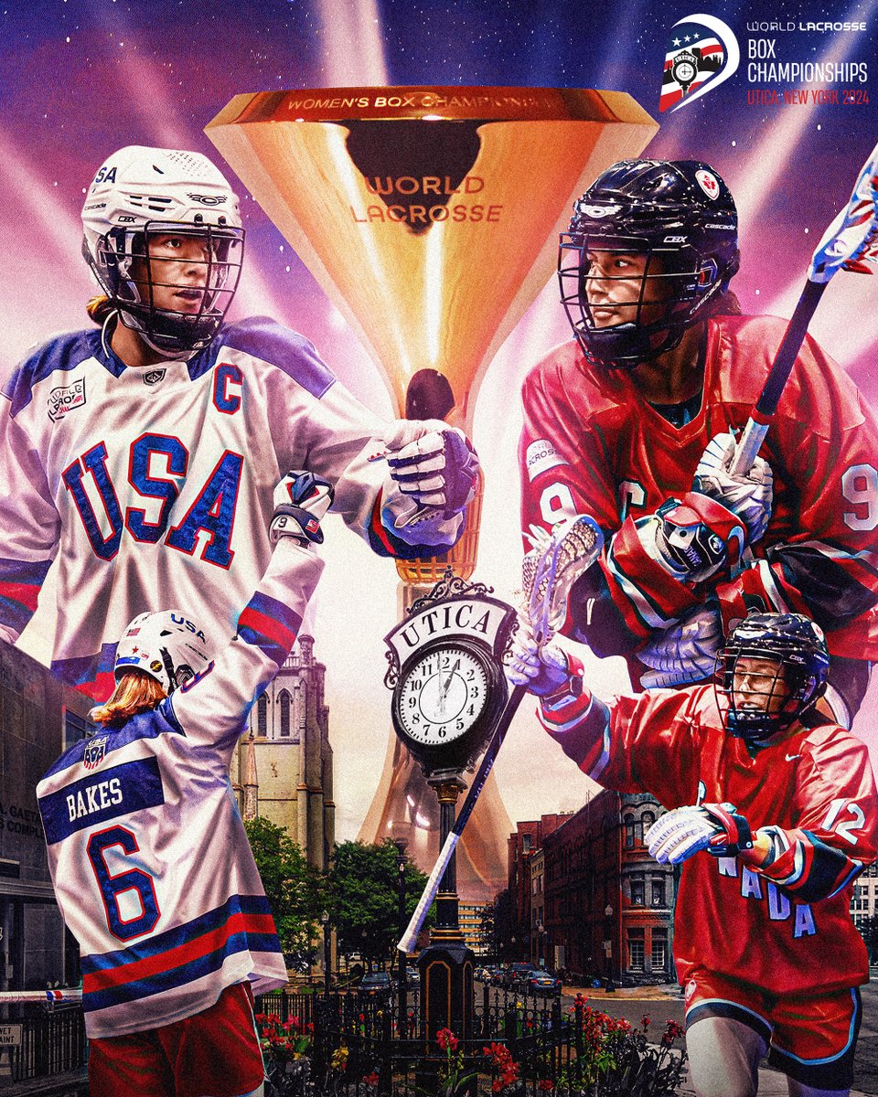 WorldLacrosse's tweet photo. Both nations will win a historic medal, but only one can ever claim to be the first-ever World Lacrosse Women's Box Champion.

LIVE from 1pm ET on ESPN/TSN networks in 🇺🇸🇨🇦
and on WL TV for rest of the world 🌏
▶️ https://t.co/ZqfYekJ794

#WorldBox2024 #WLBC https://t.co/xT14deg9Wt