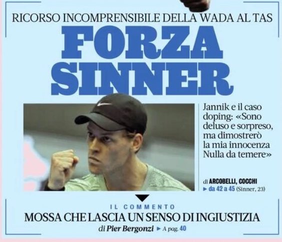 toMMilanello's tweet photo. La stampa italiana si schiera con Jannik

GdS: Forza Sinner
CdS: Wada a quel paese
Ts: Ma siete seri?

#Sinner https://t.co/gBhqKiTUSR