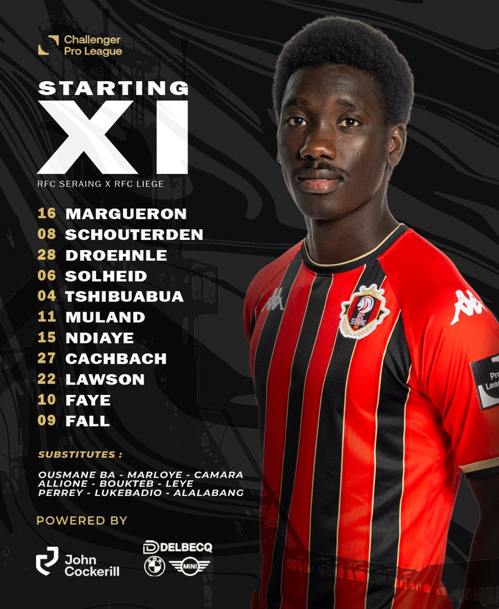 RfcSeraing167's tweet photo. 🔴⚫️ 𝐒𝐓𝐀𝐑𝐓𝐈𝐍𝐆 𝐗𝐈 🔥
👉 Voici les 11 Métallos qui débuteront le Choc Liégeois !
1️⃣ George Alalabang, auteur d’un bon début de saison en U23, est présent sur le banc de notre équipe première pour la toute première fois !
𝗔𝗟𝗟𝗘𝗭 𝗦𝗘𝗥𝗔𝗜𝗡𝗚 ❤️🖤
#SERRFCL https://t.co/K0ZPCV6MBK